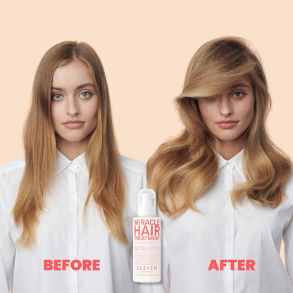 Leave in hair treatment applied to textured hair