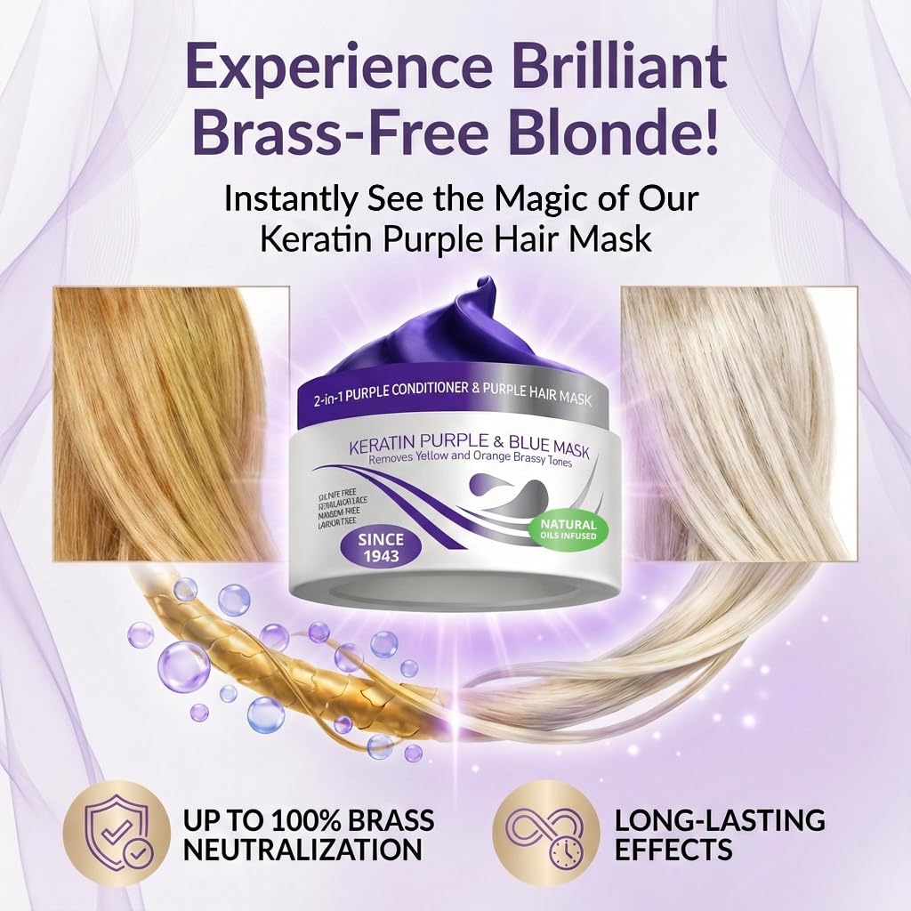 Vitamins Hair Cosmetics purple hair mask application on blonde hair