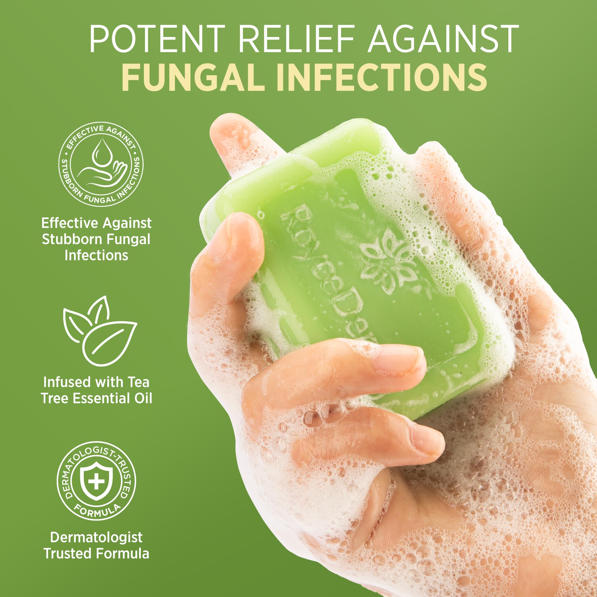 Back label of Roycederm medicated cleansing bar displaying drug facts and one percent clotrimazole details.