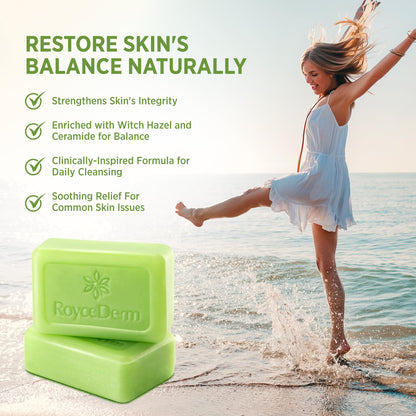 Side profile of Roycederm anti fungal bar showing genuine packaging dimensions and authentic seal.