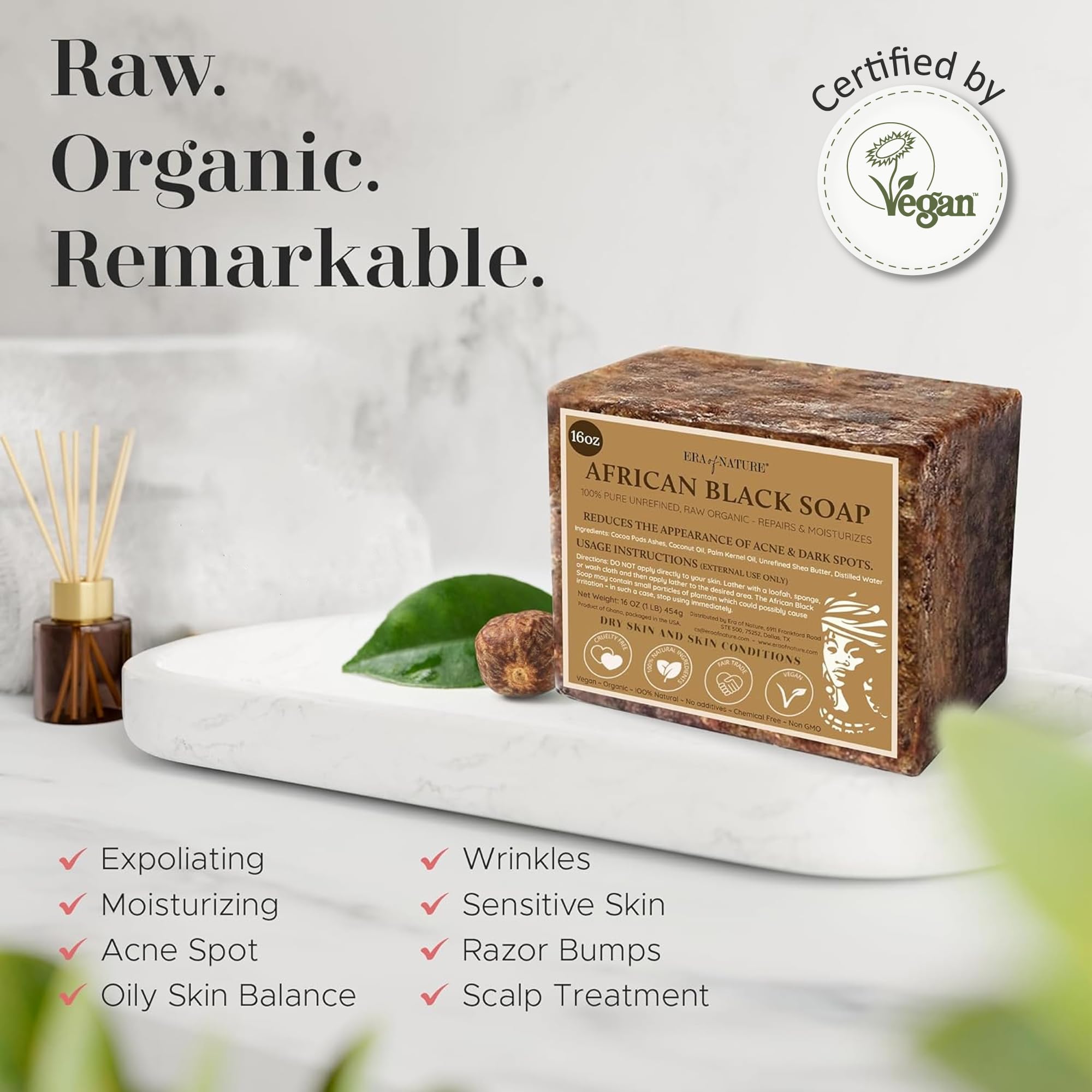 Era of Nature vegan skincare bar containing pure unrefined shea butter