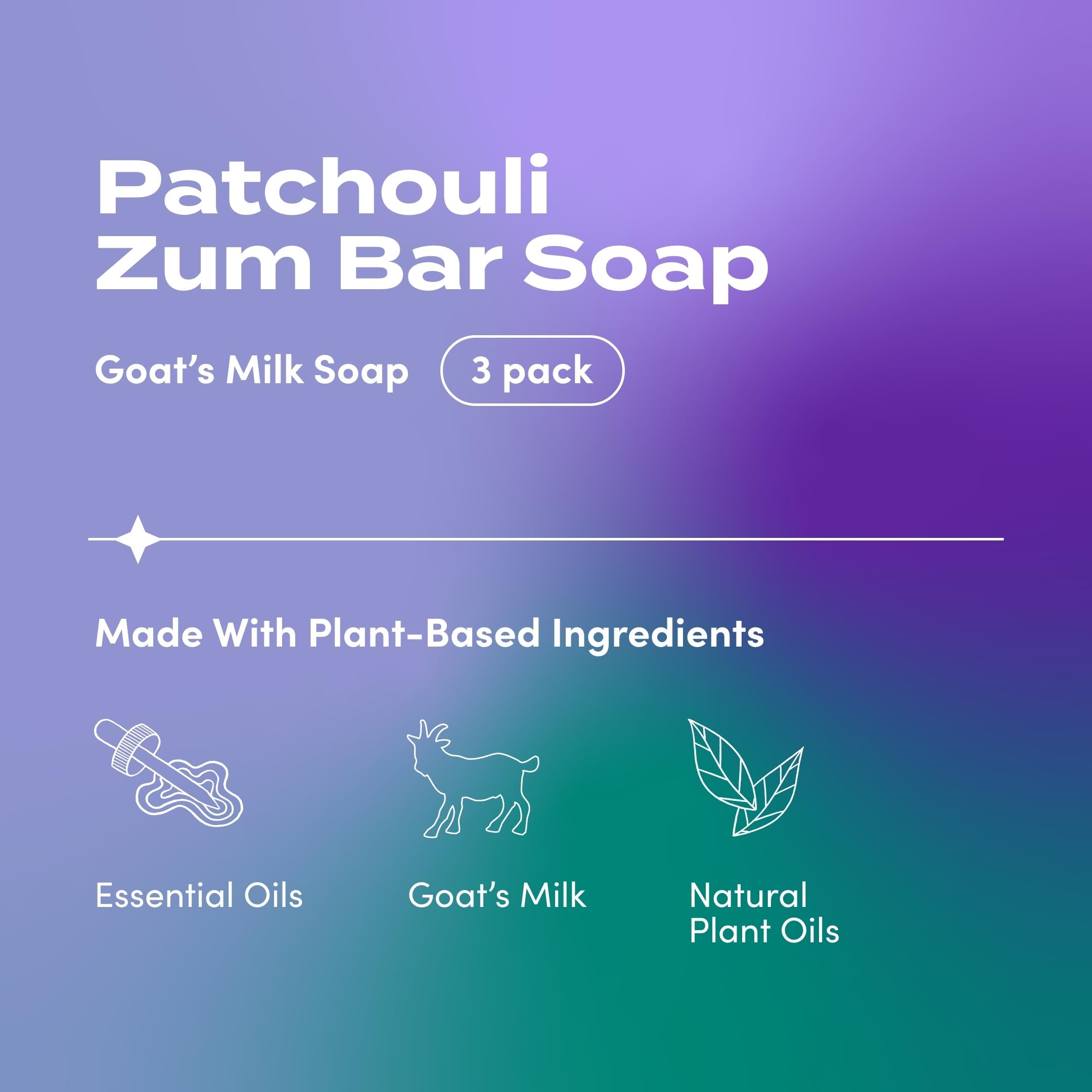 Three bars of Indigo Wild Patchouli Zum Soap stacked