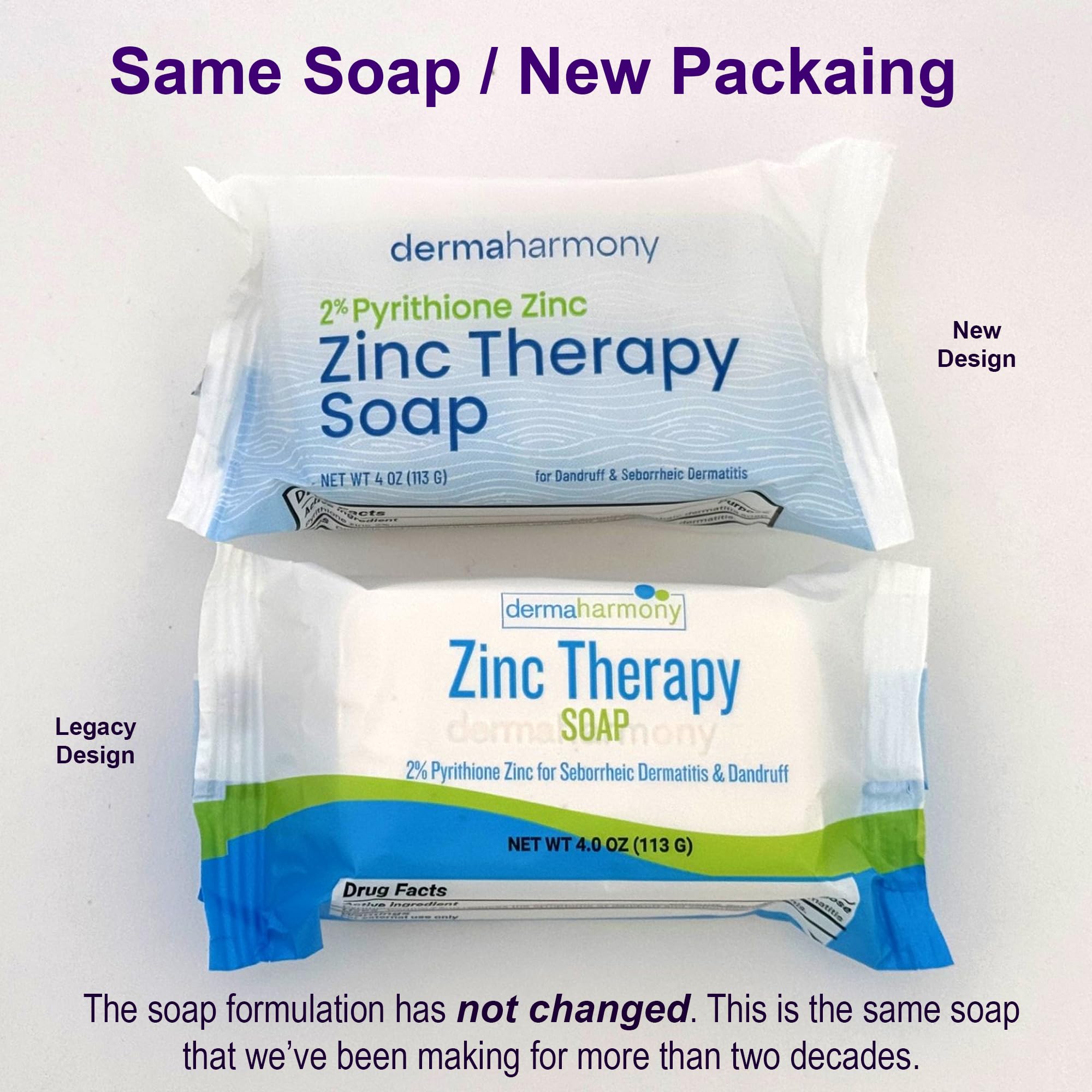 Close up of Dermaharmony medicated zinc soap bar