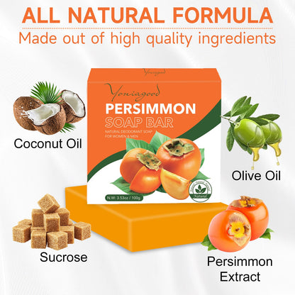 Natural persimmon extract deodorizing soap bars for body odor control stacked neatly