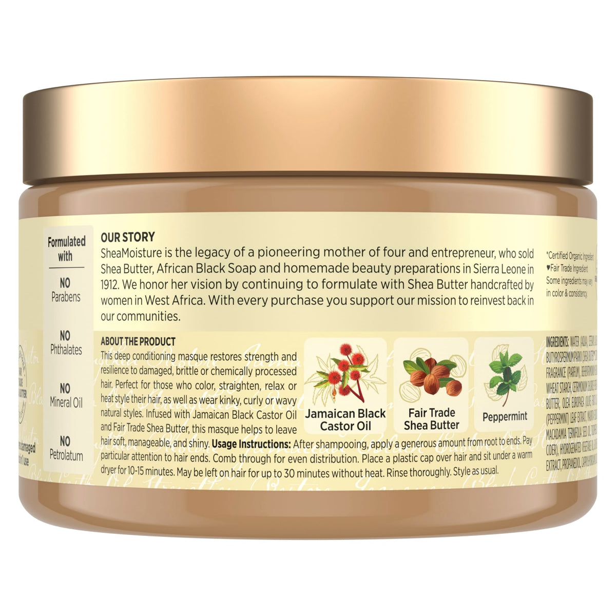 SheaMoisture Jamaican Black Castor Oil Treatment Masque jar with lid open