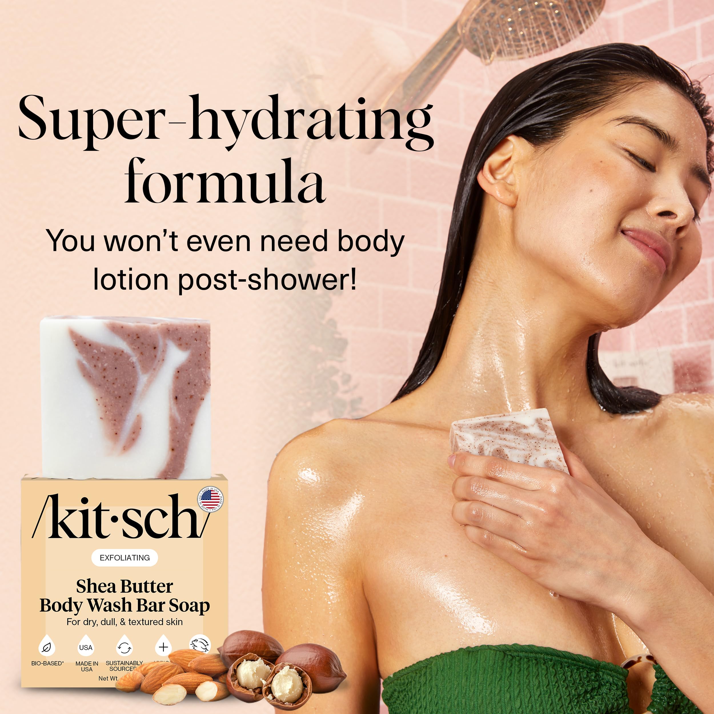 Hydrating shea butter solid body wash bar for dry skin