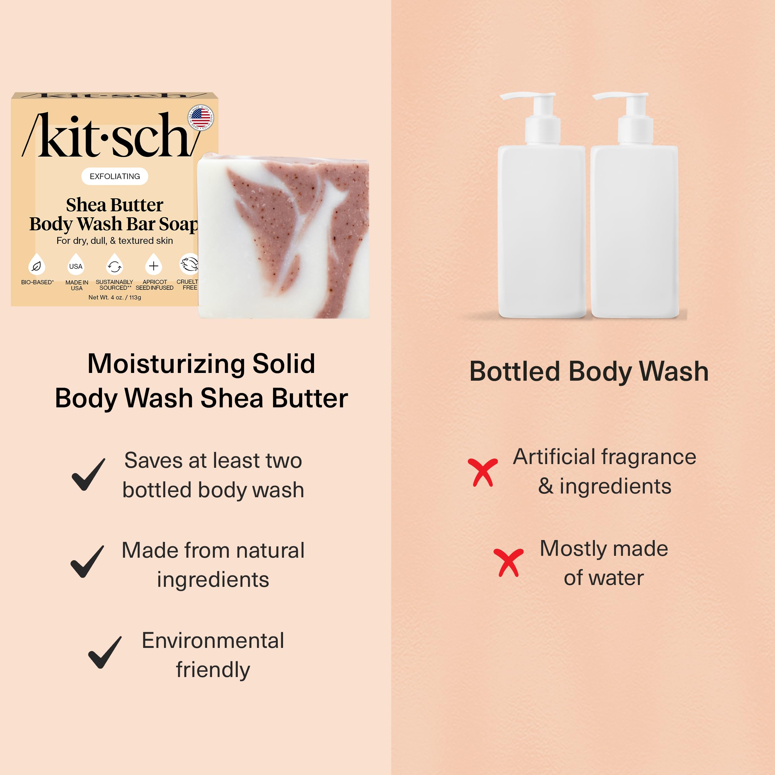 USA imported Kitsch sulfate free moisturizing body soap bar