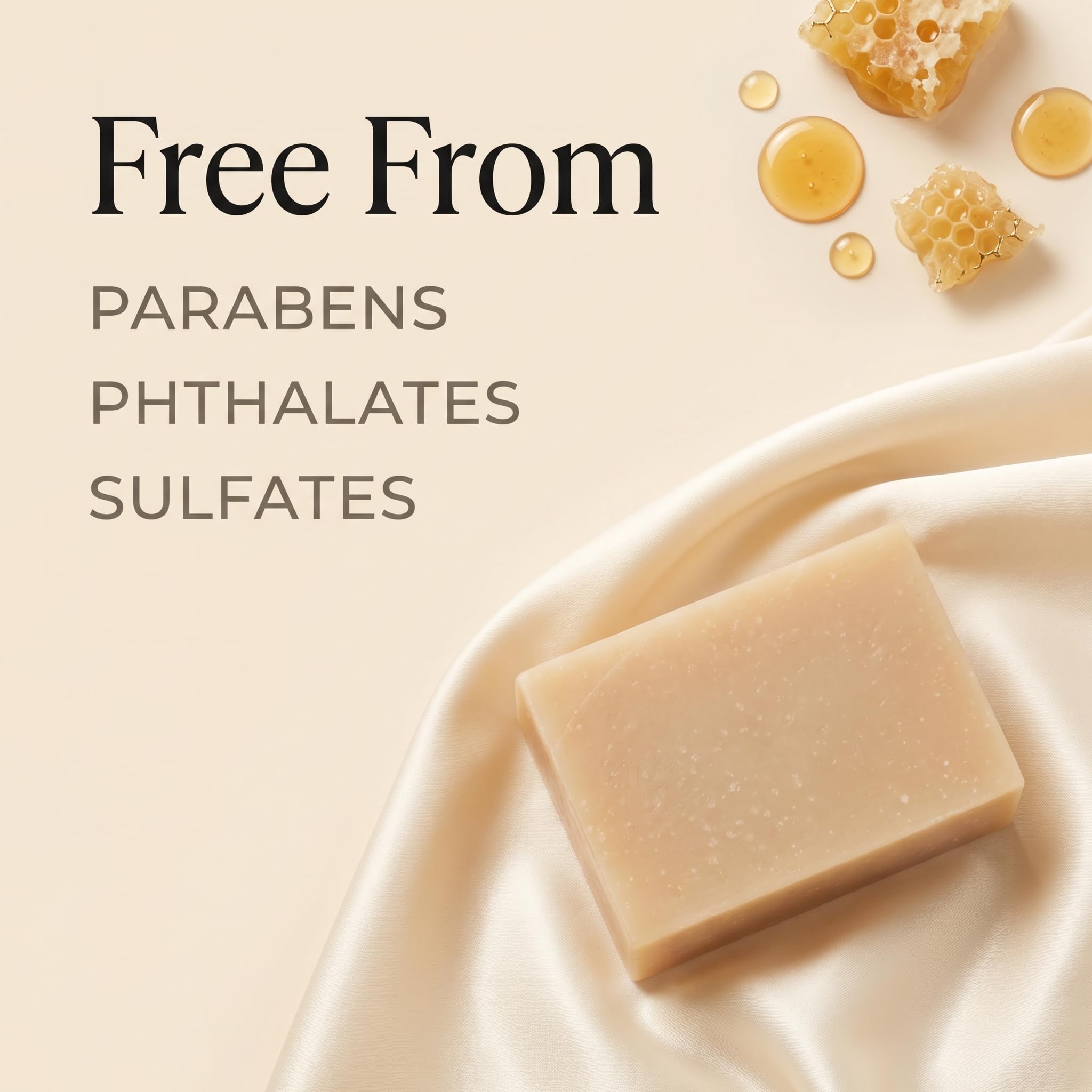 Three individual bars of unscented organic tallow facial cleanser showing texture and natural color