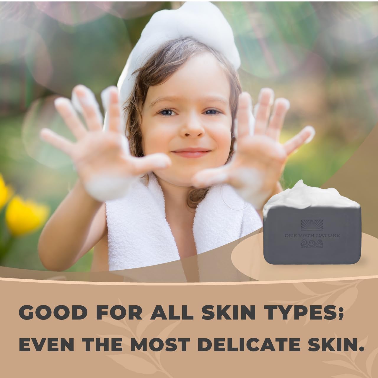 One With Nature Dead Sea salt and activated charcoal deep cleansing soap pack side labels