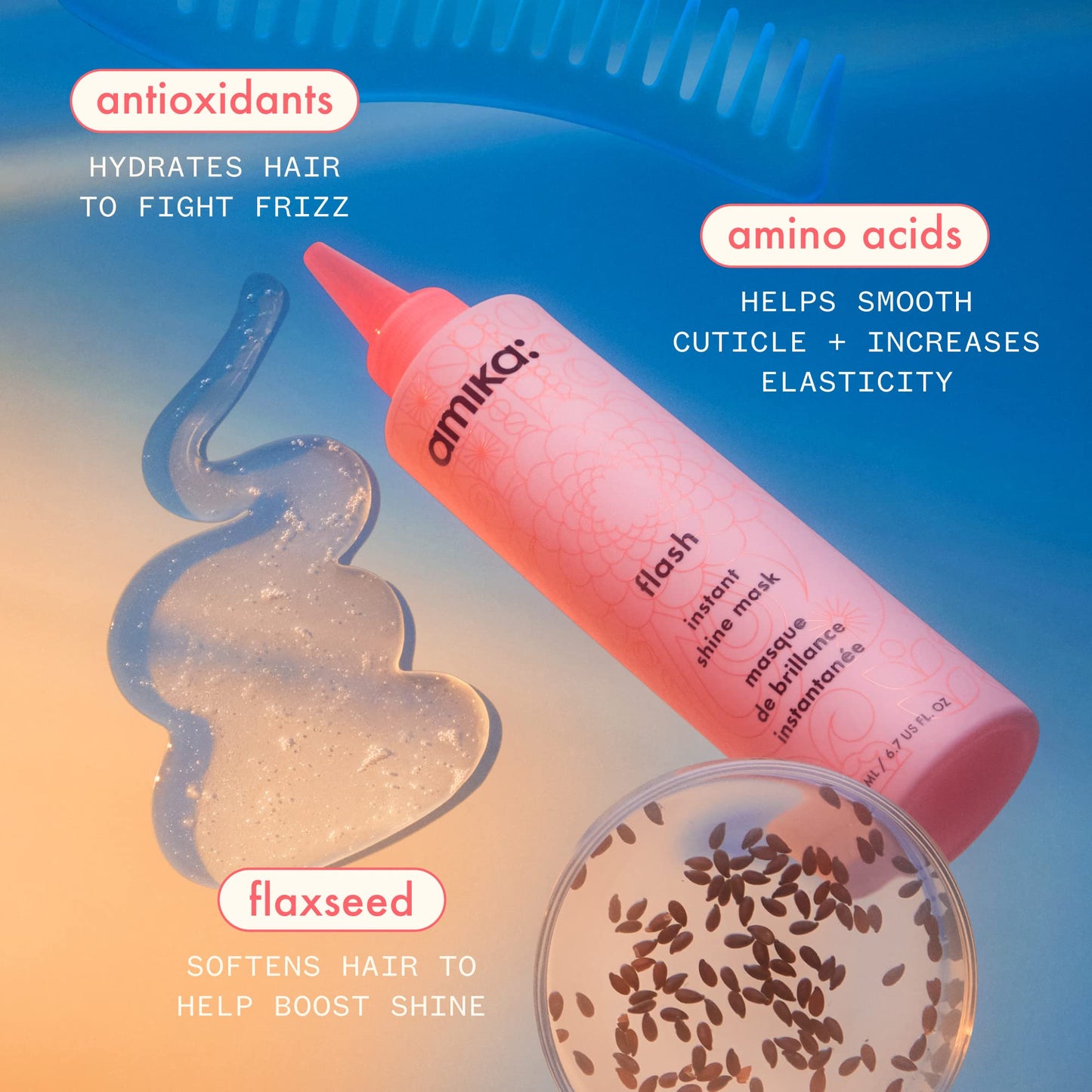Amika hair mask for instant shine and smoothing