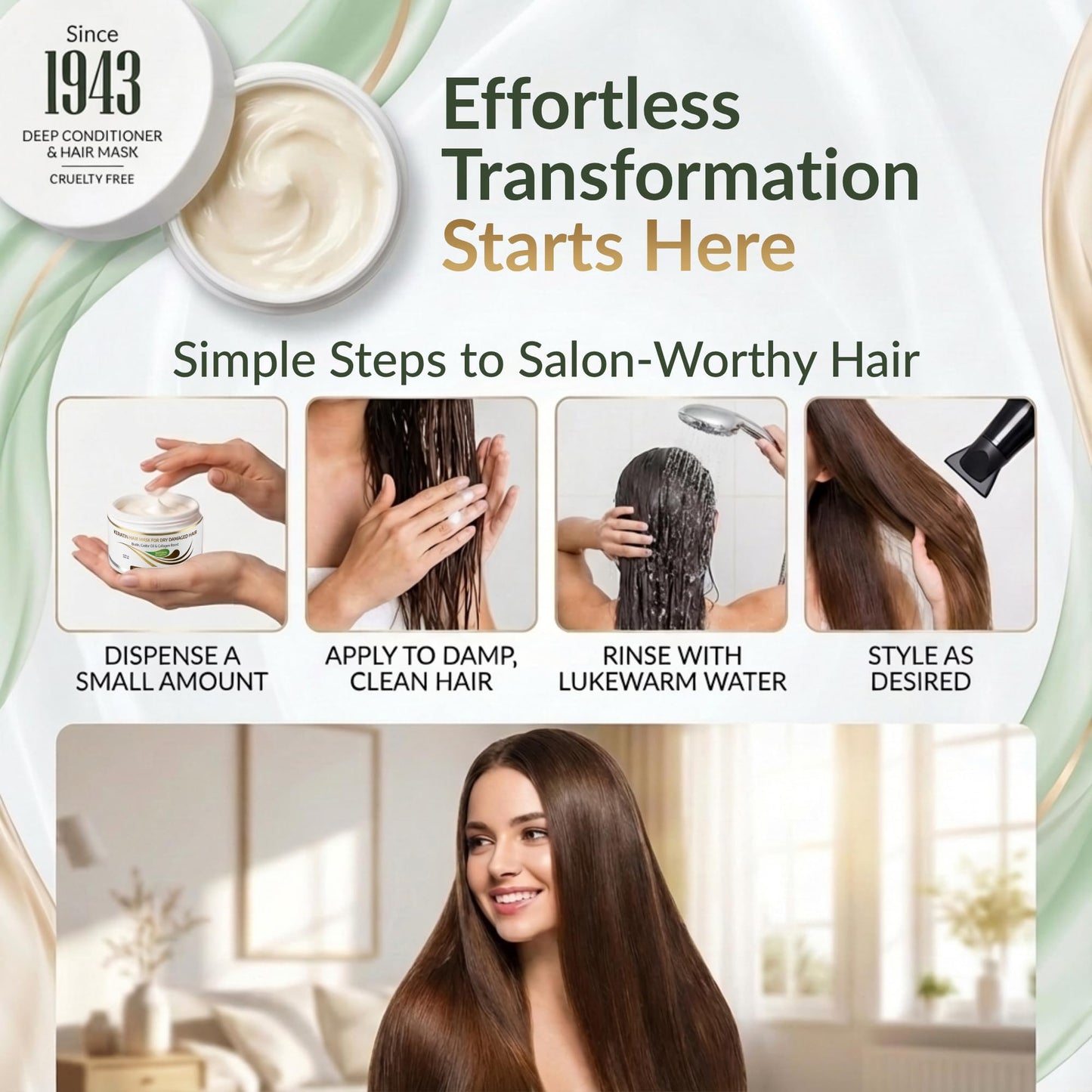 Vitamins Keratin Hair Mask texture and cream consistency