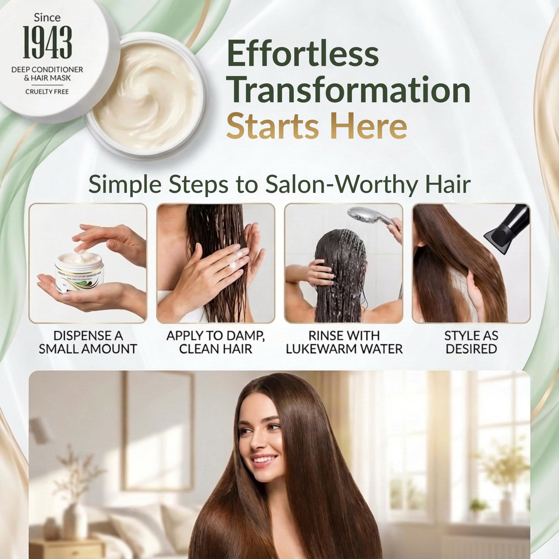 Vitamins Keratin Hair Mask texture and cream consistency