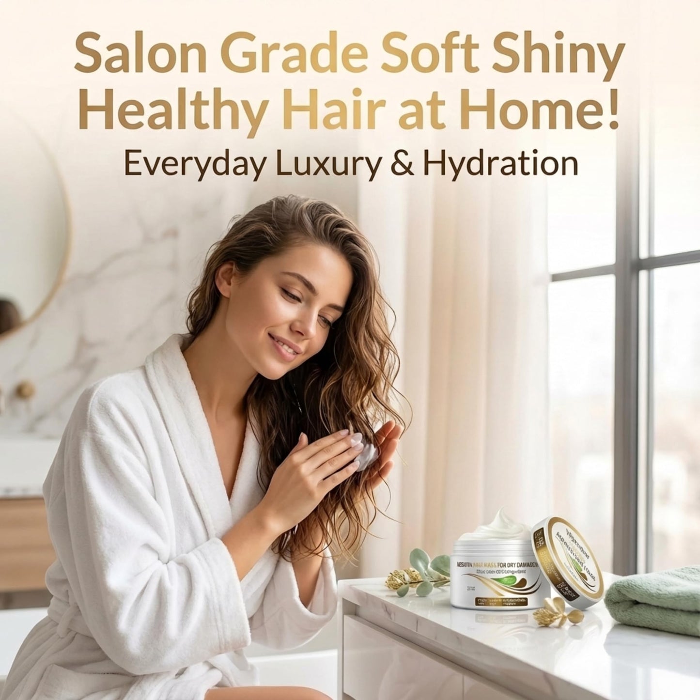 Vitamins Hair Cosmetics Keratin Mask applied to damaged hair