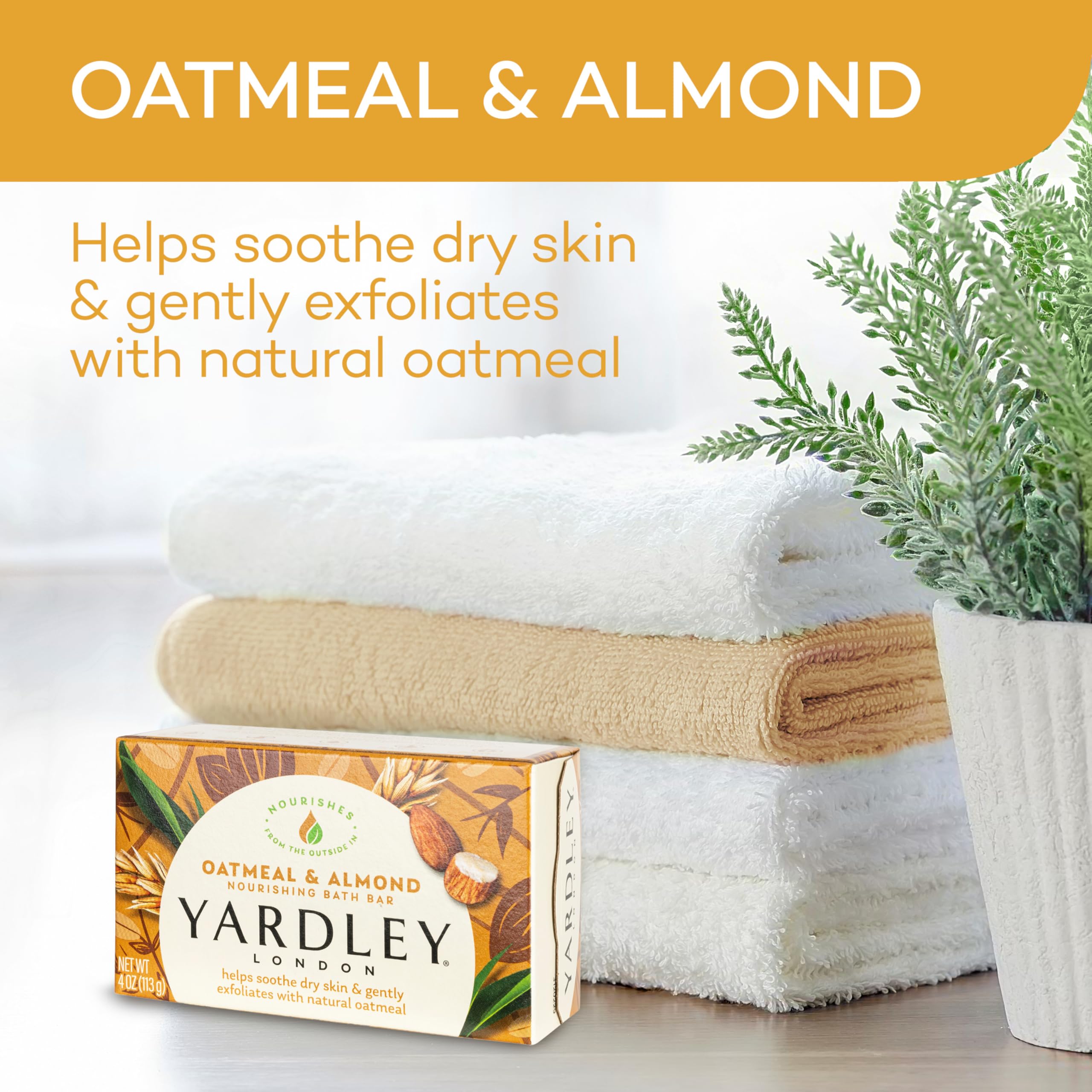 Side view of Yardley London Oatmeal and Almond nourishing bar
