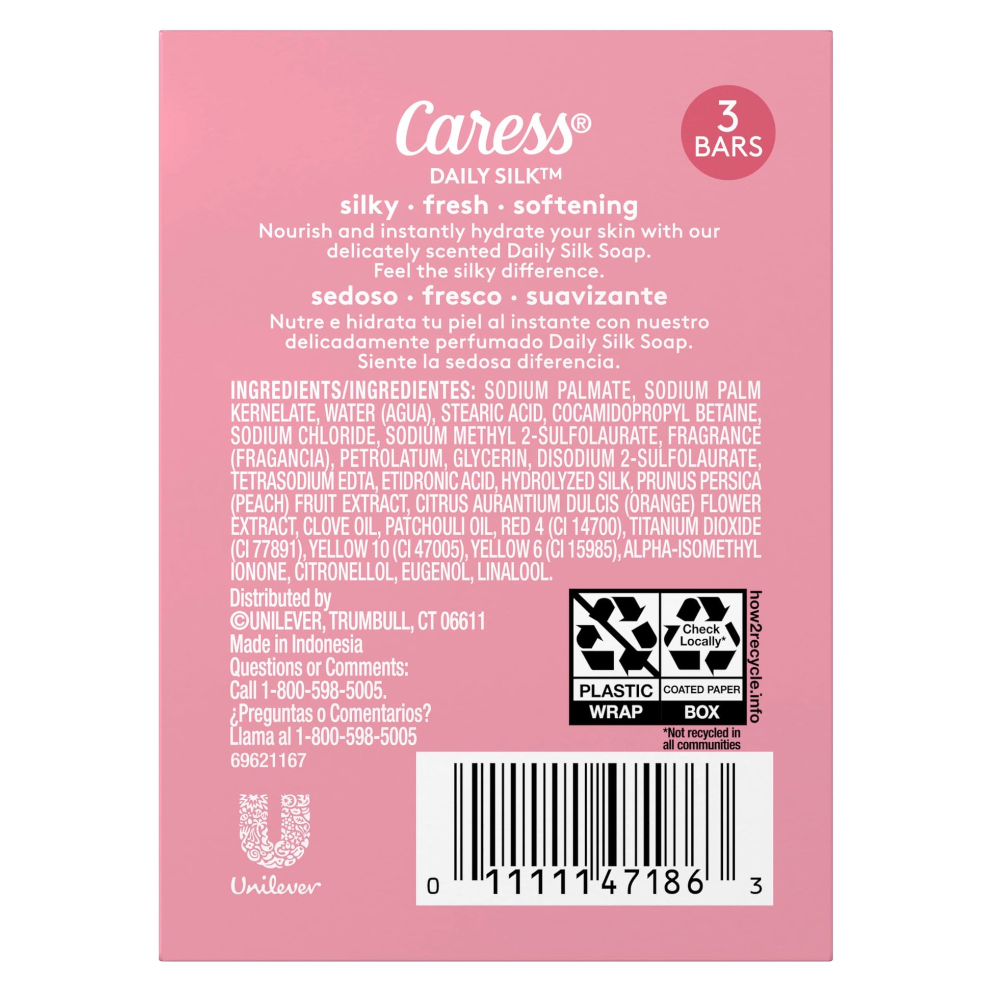 Caress Daily Silk beauty bar soap packaging details