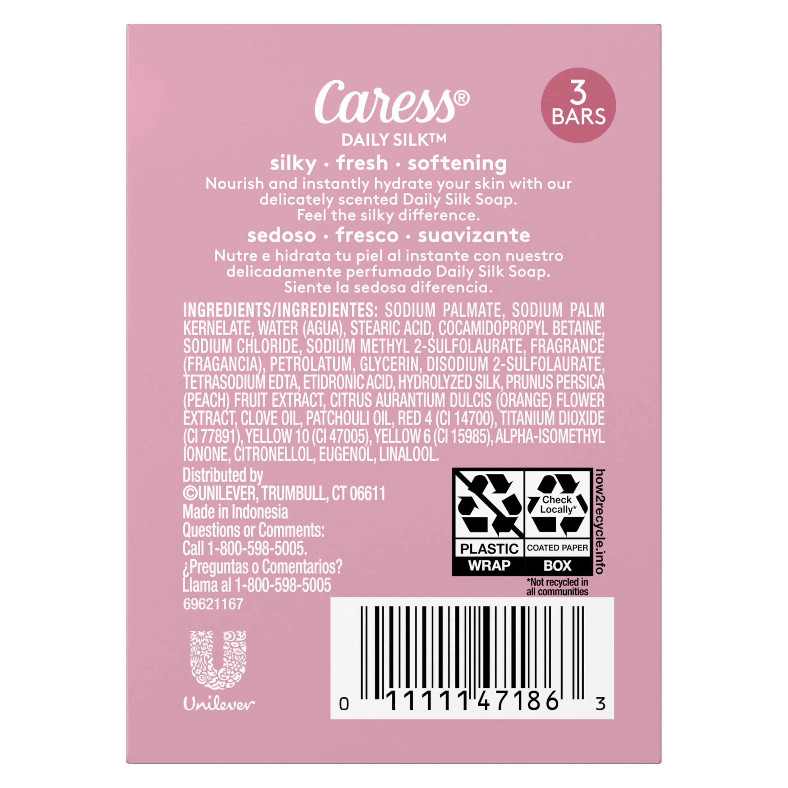 Caress Daily Silk beauty bar soap packaging details