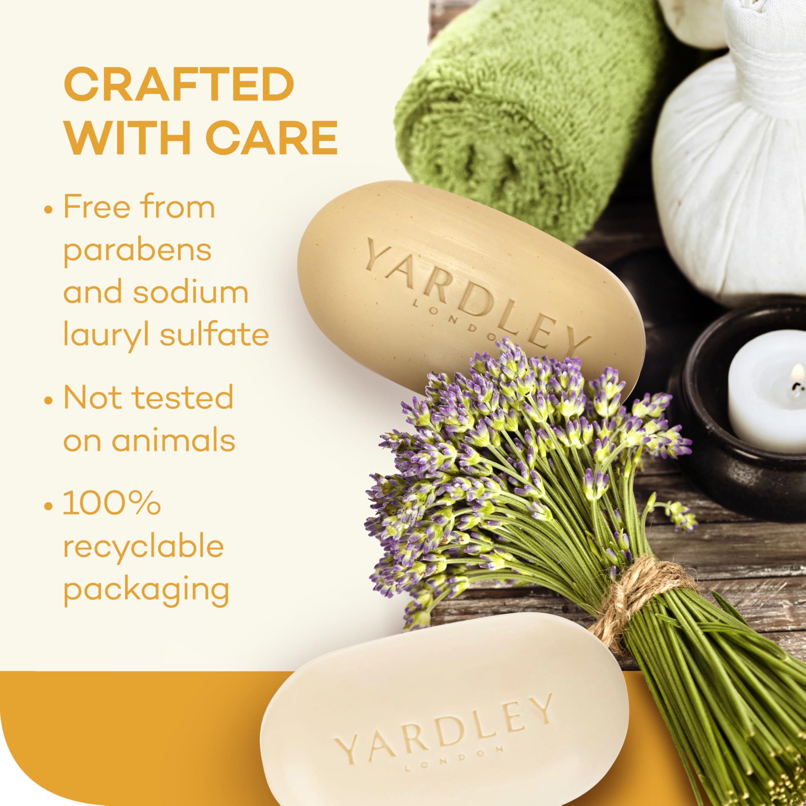 Texture and branding on Yardley London Oatmeal and Almond soap