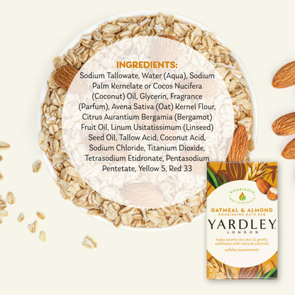 Yardley London Oatmeal and Almond bar soap 4 ounce size reference