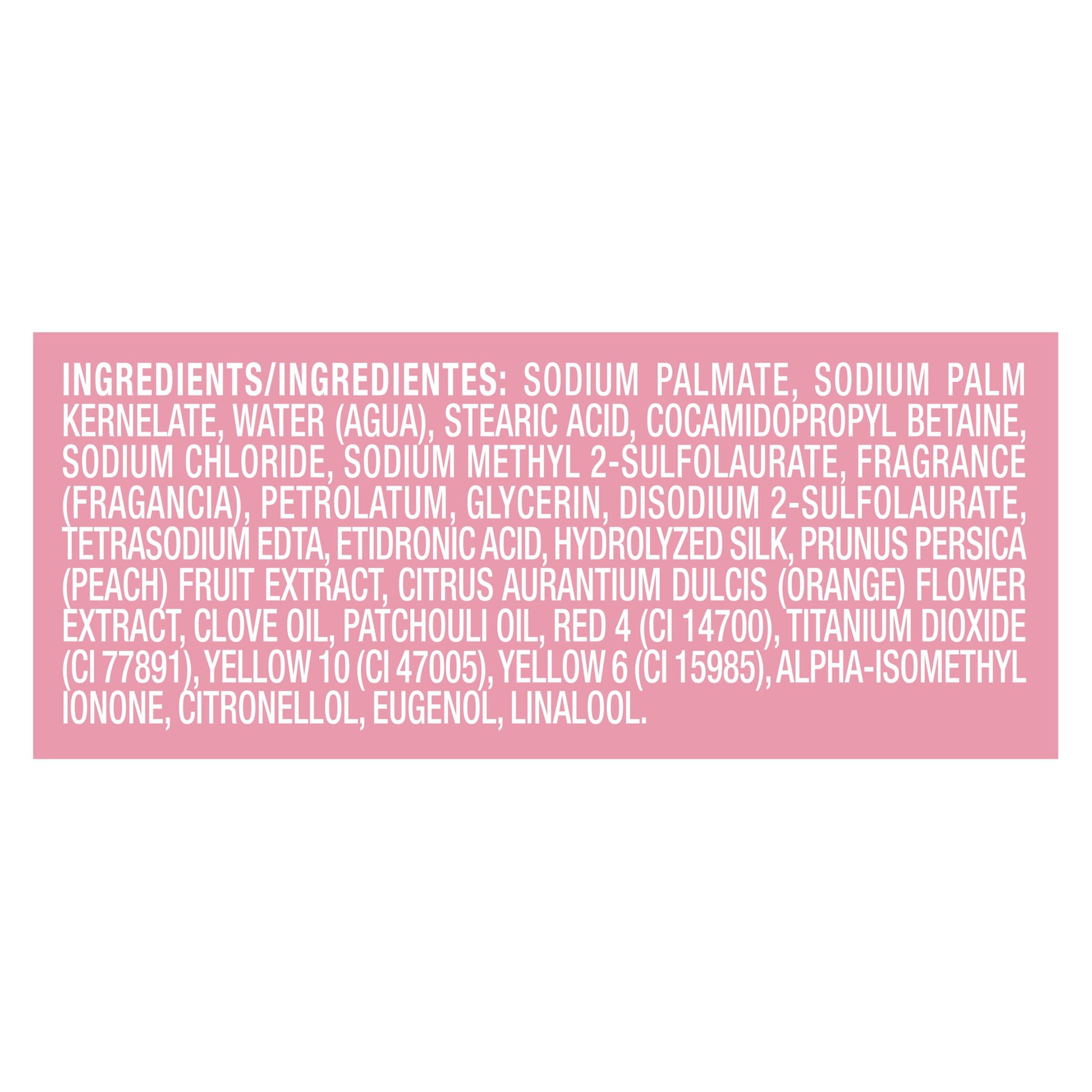 Caress Daily Silk beauty bar soap ingredients label