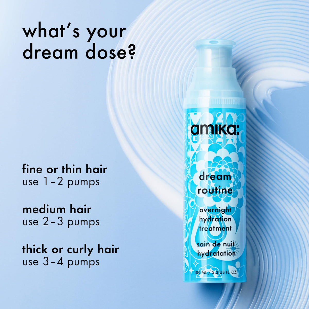 Amika Dream Routine Overnight Hydrating Hair Mask side profile view