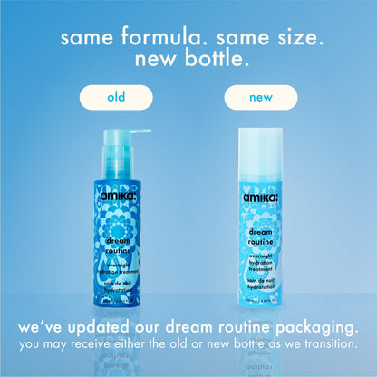 Amika dream routine hydrating treatment box and bottle display