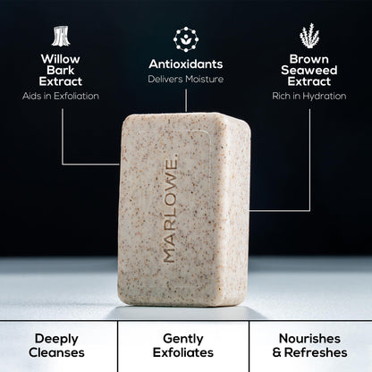 MARLOWE. skin care high grit exfoliating bar soap for smoothing rough skin.