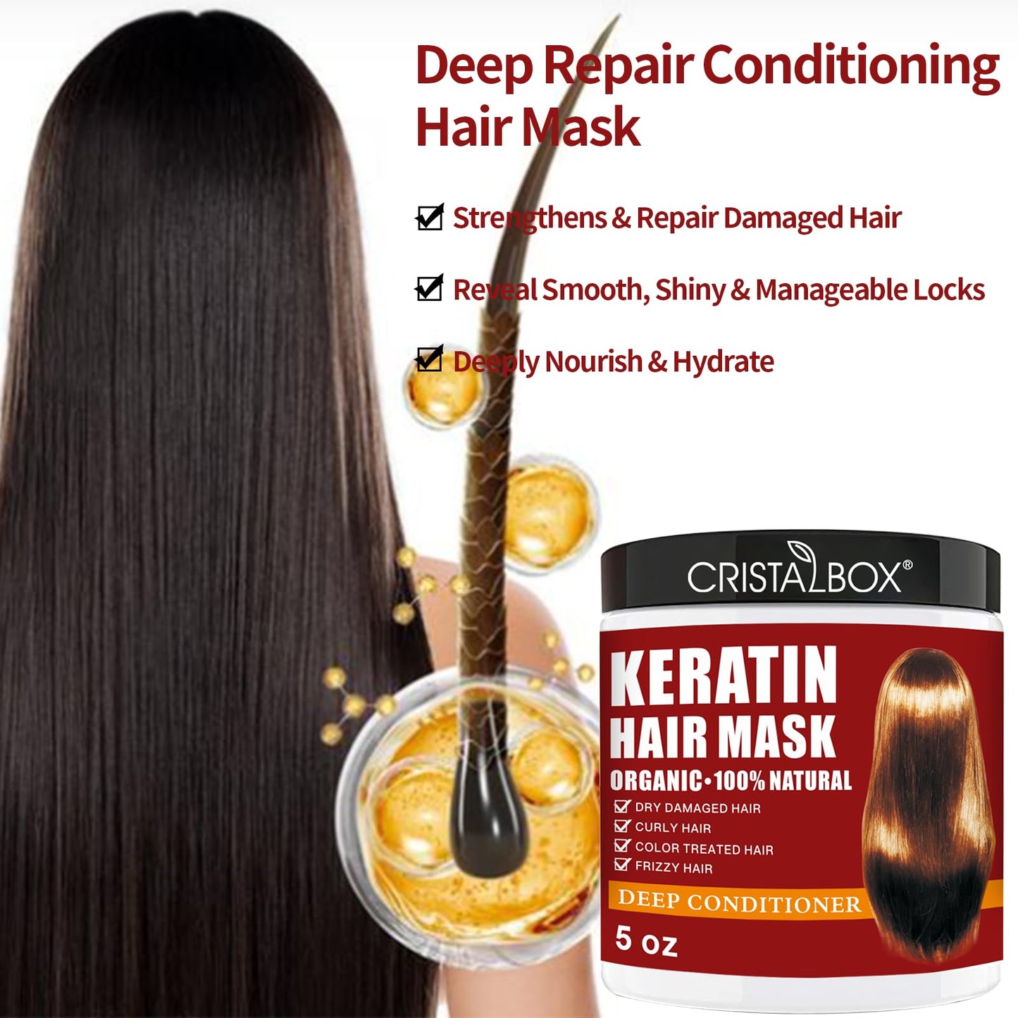 Two containers of Cristalbox professional hair repair treatment