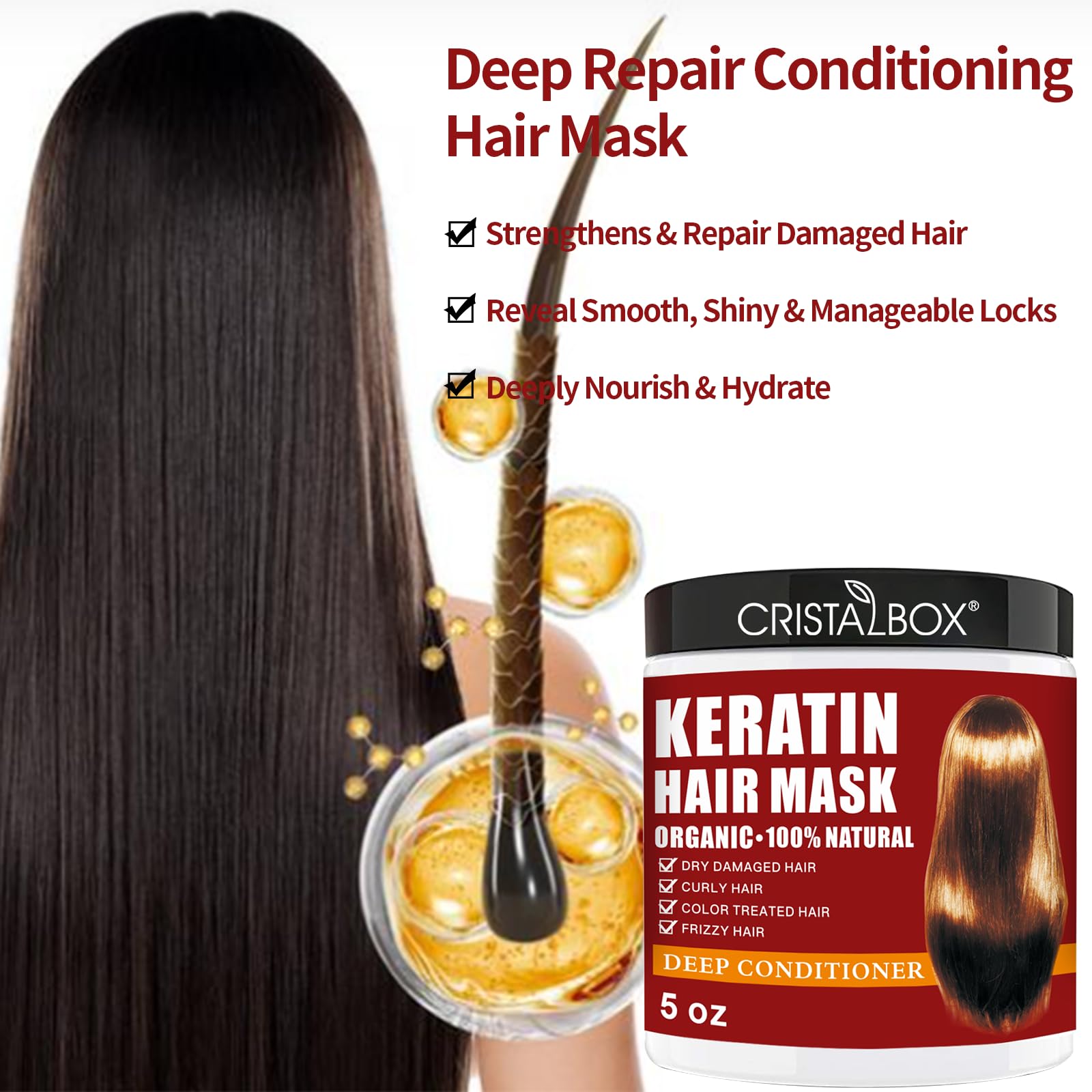 Two containers of Cristalbox professional hair repair treatment