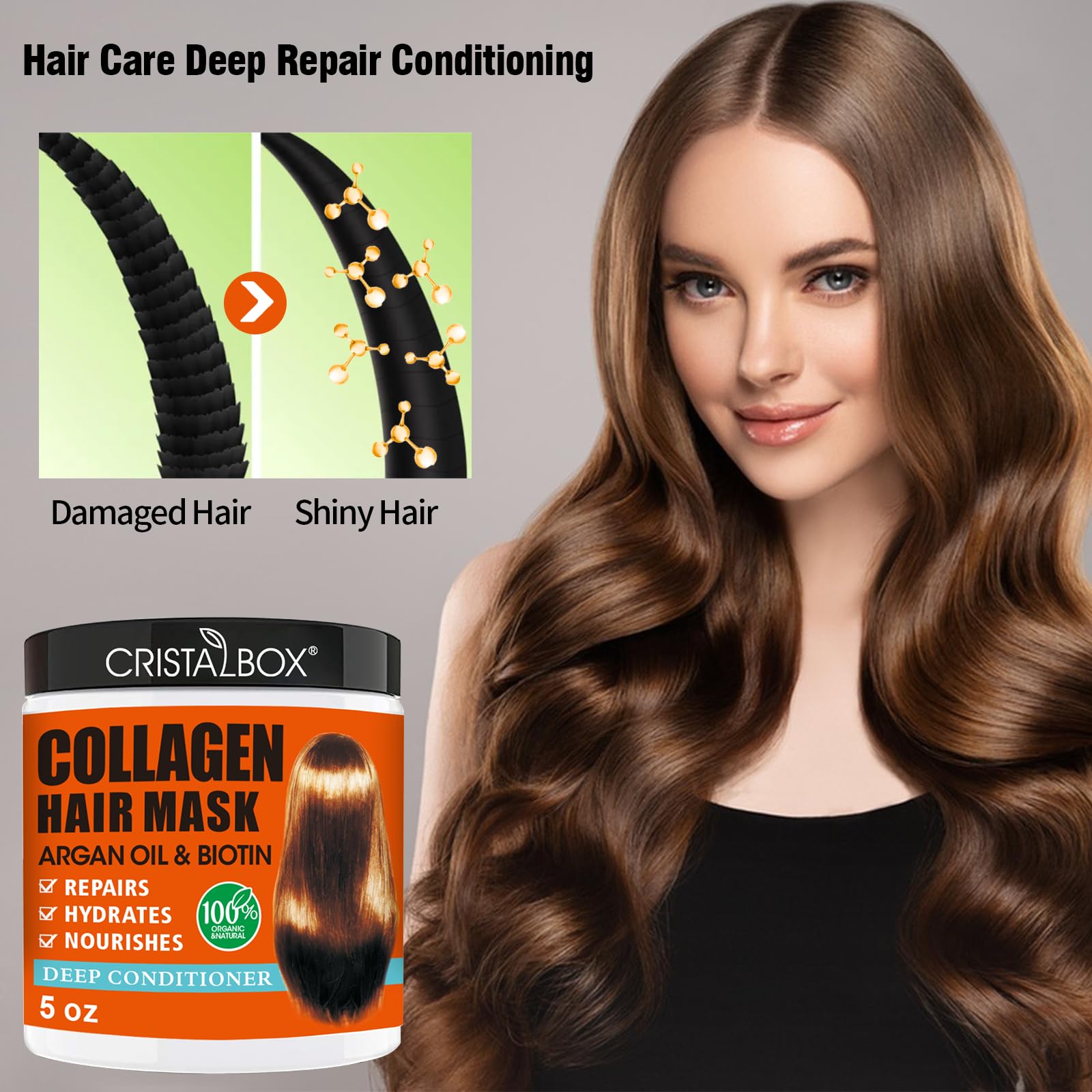 Cristalbox keratin hair mask jar showing ingredient list