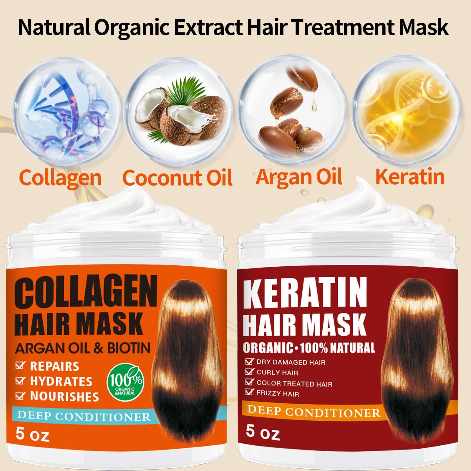 Cristalbox hair mask packaging showing argan oil and biotin benefits