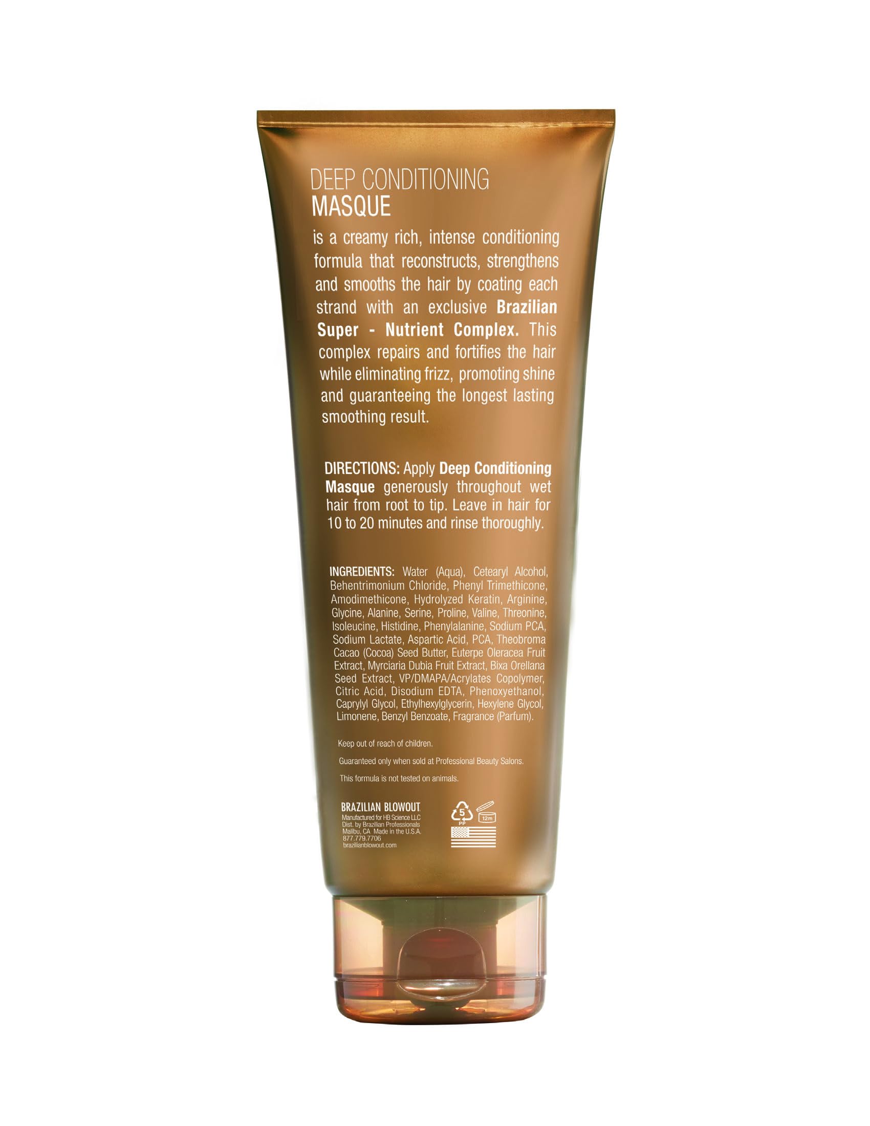 Brazilian Blowout Acai Deep Conditioning Masque showing professional hair care branding
