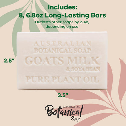 Australian Botanical Soap Goat Milk and Soya bean oil ingredients highlight with organic shea butter.