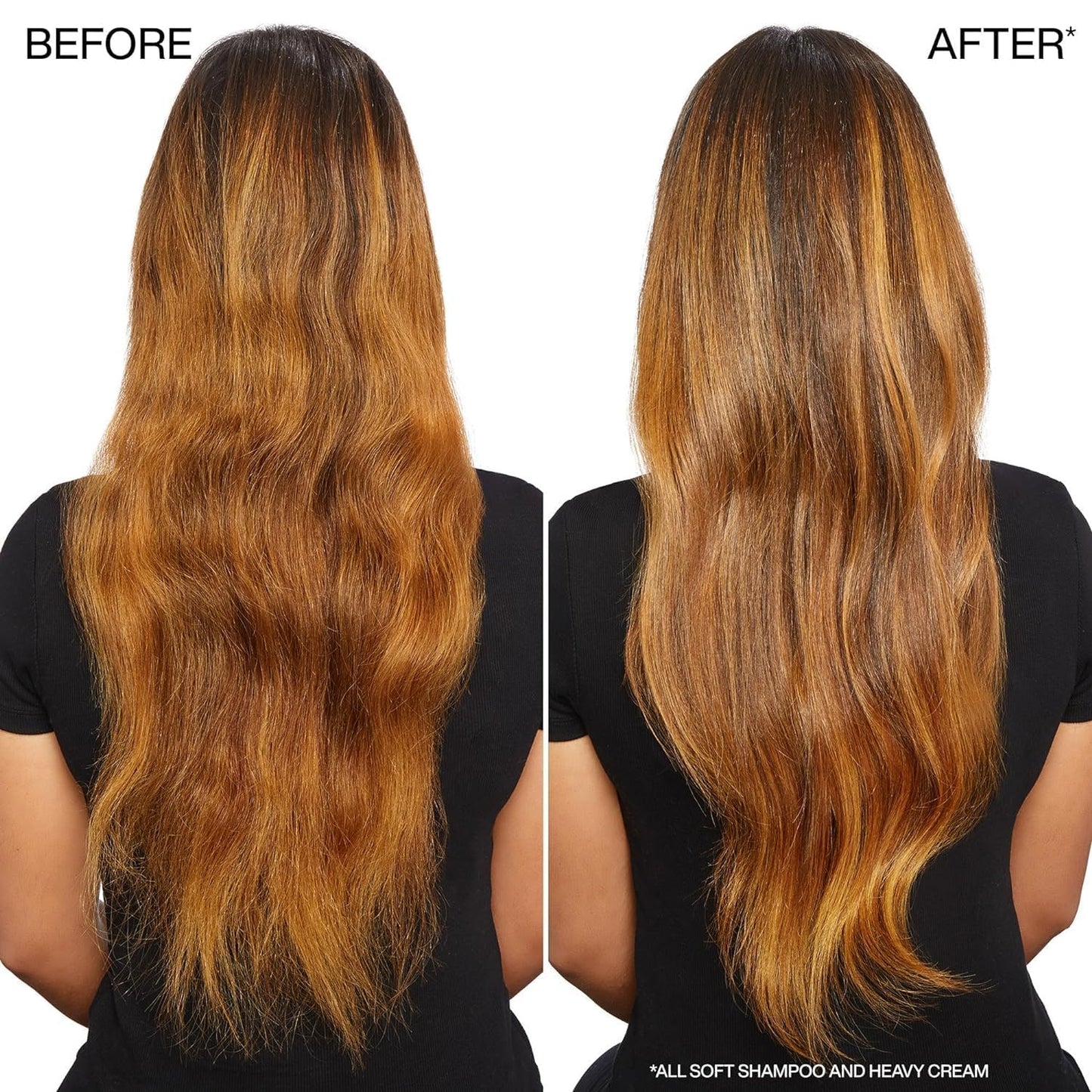 Back side of Redken All Soft hair mask tube showing ingredients