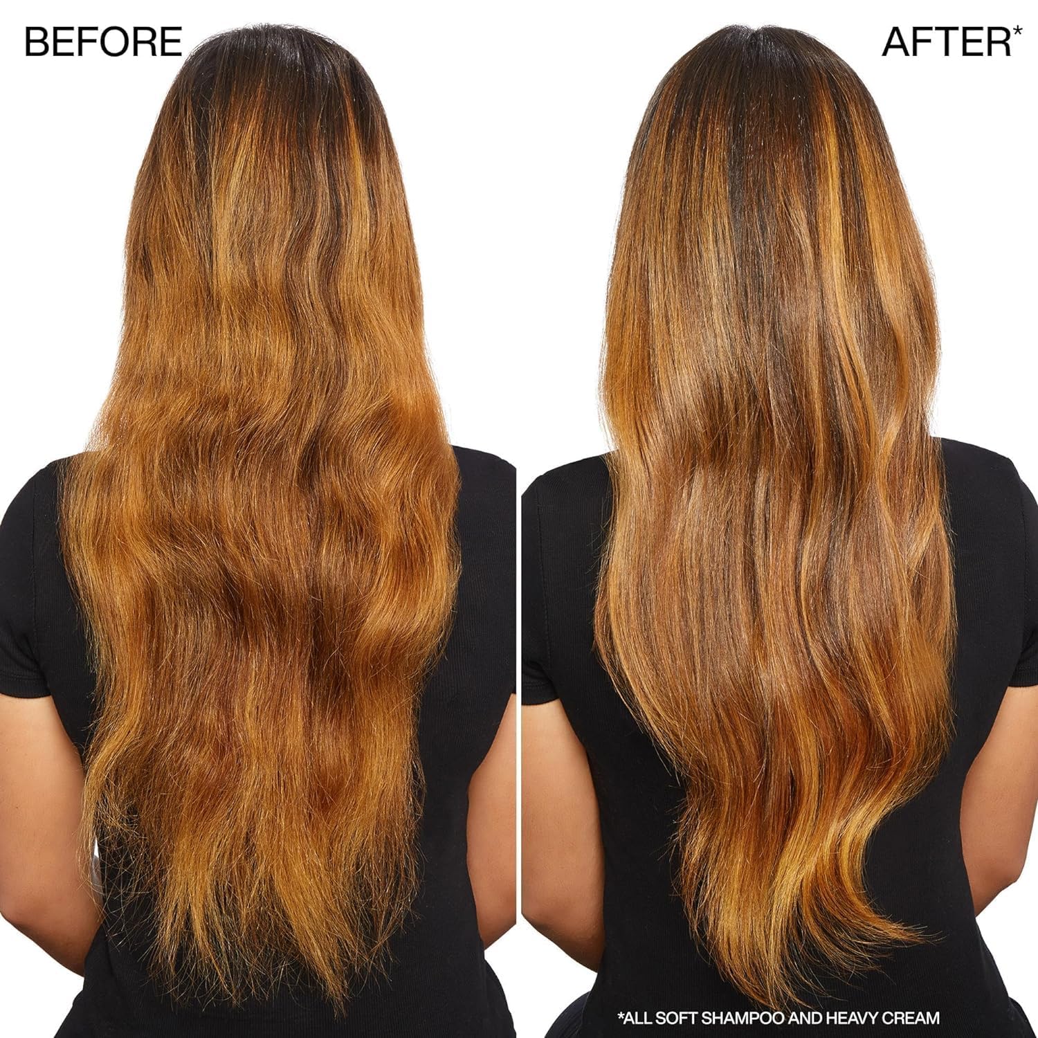 Back side of Redken All Soft hair mask tube showing ingredients
