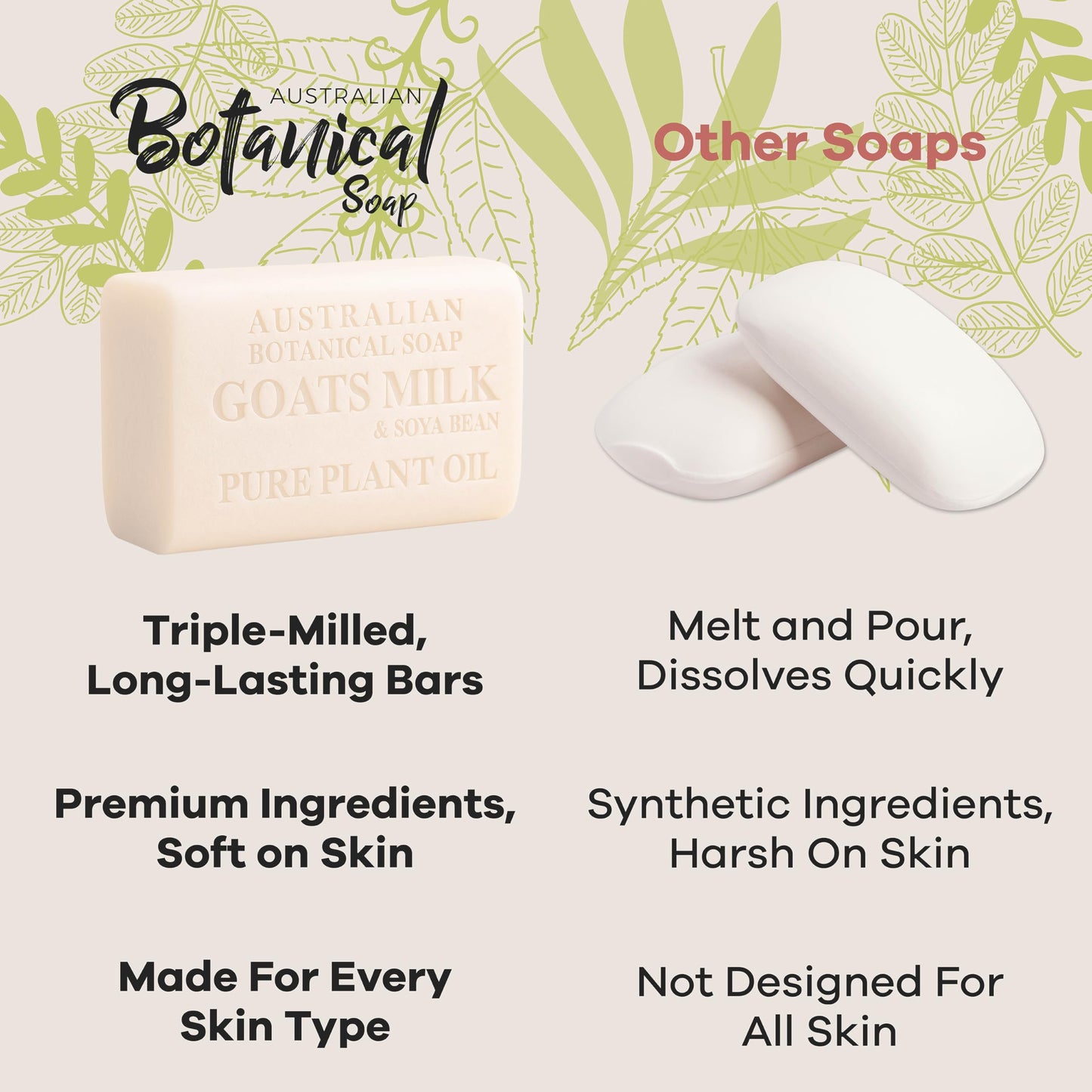 Australian Botanical Soap side profile of the extra large daily body and face cleansing soap.