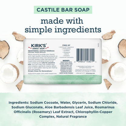 Kirk's coconut oil soap bars showing packaging details