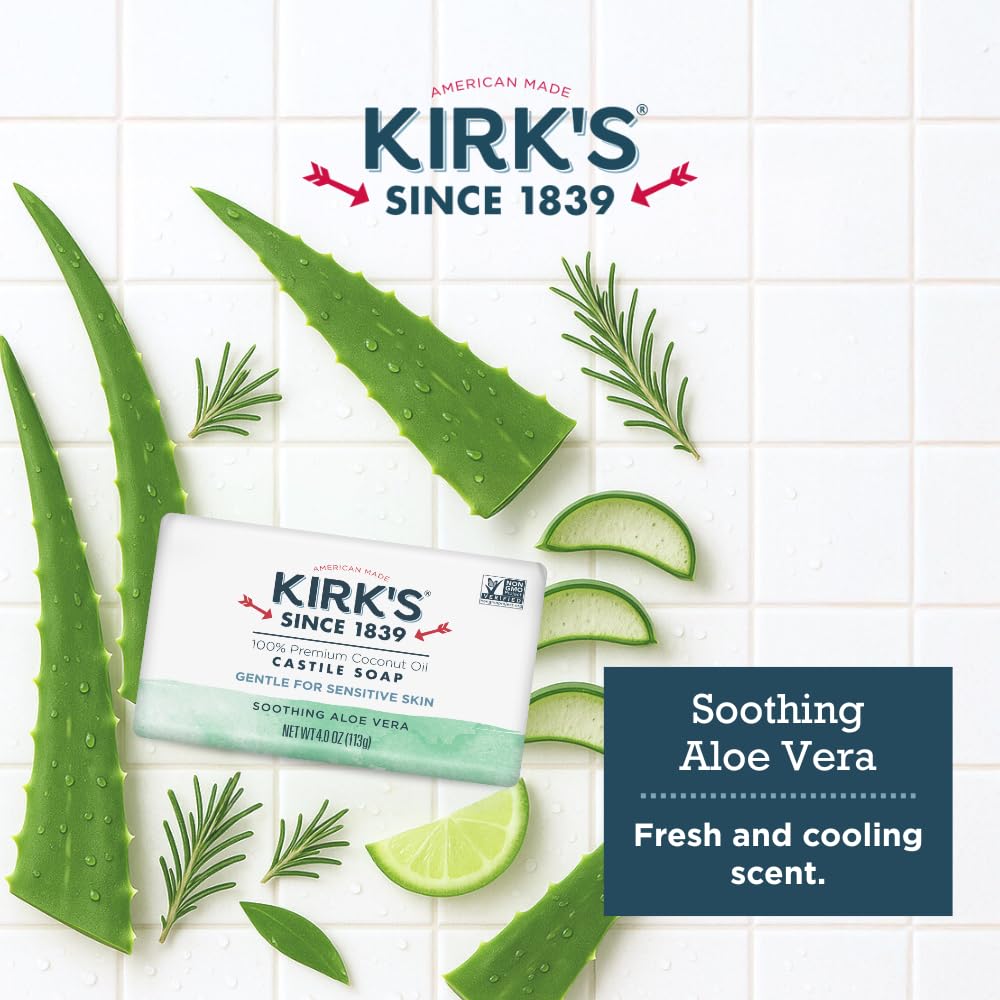 Back view of Kirk's Castile soap packaging with ingredient list