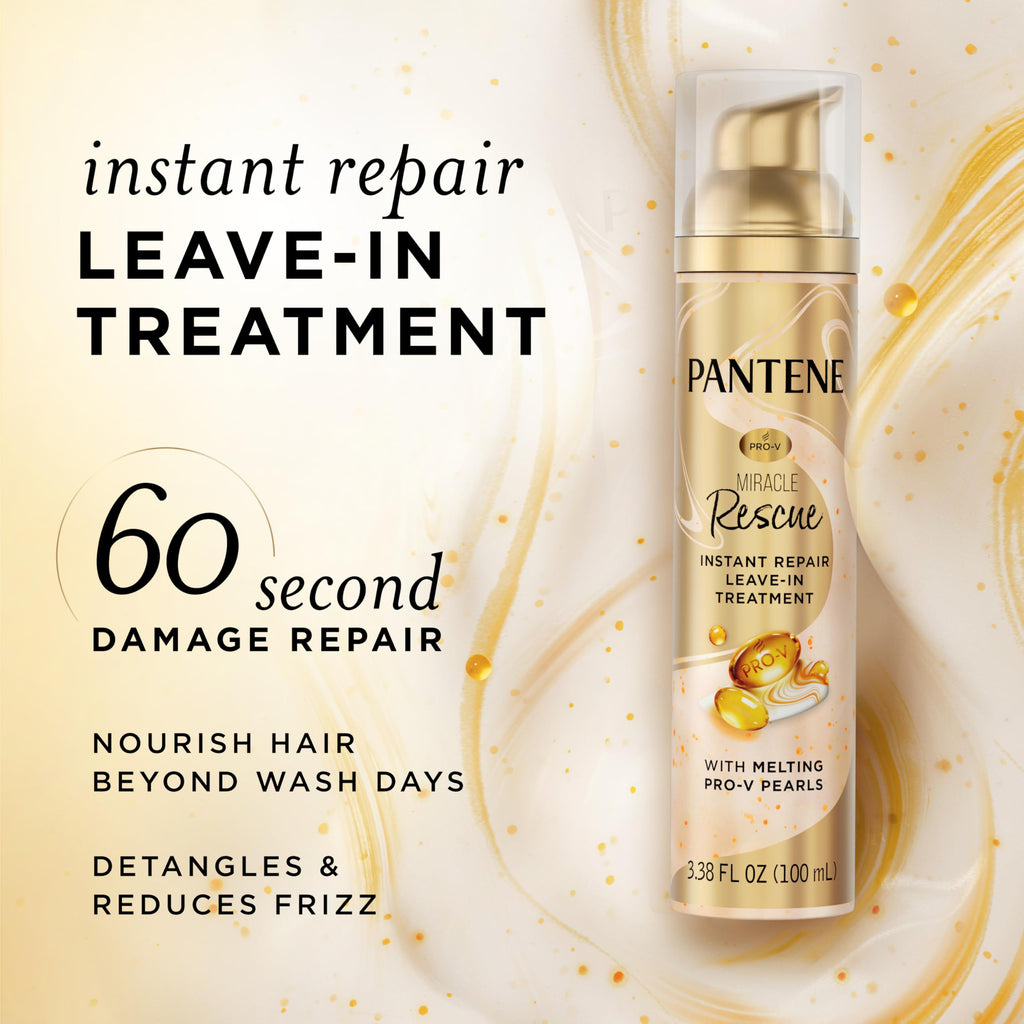 Pantene Miracle Rescue hair treatment showing pump dispenser mechanism