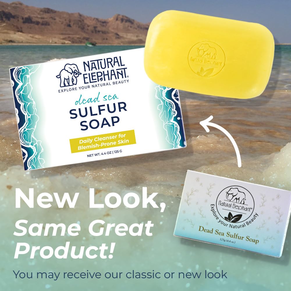 Natural Elephant Dead Sea Sulfur Soap Bar multiple angles display