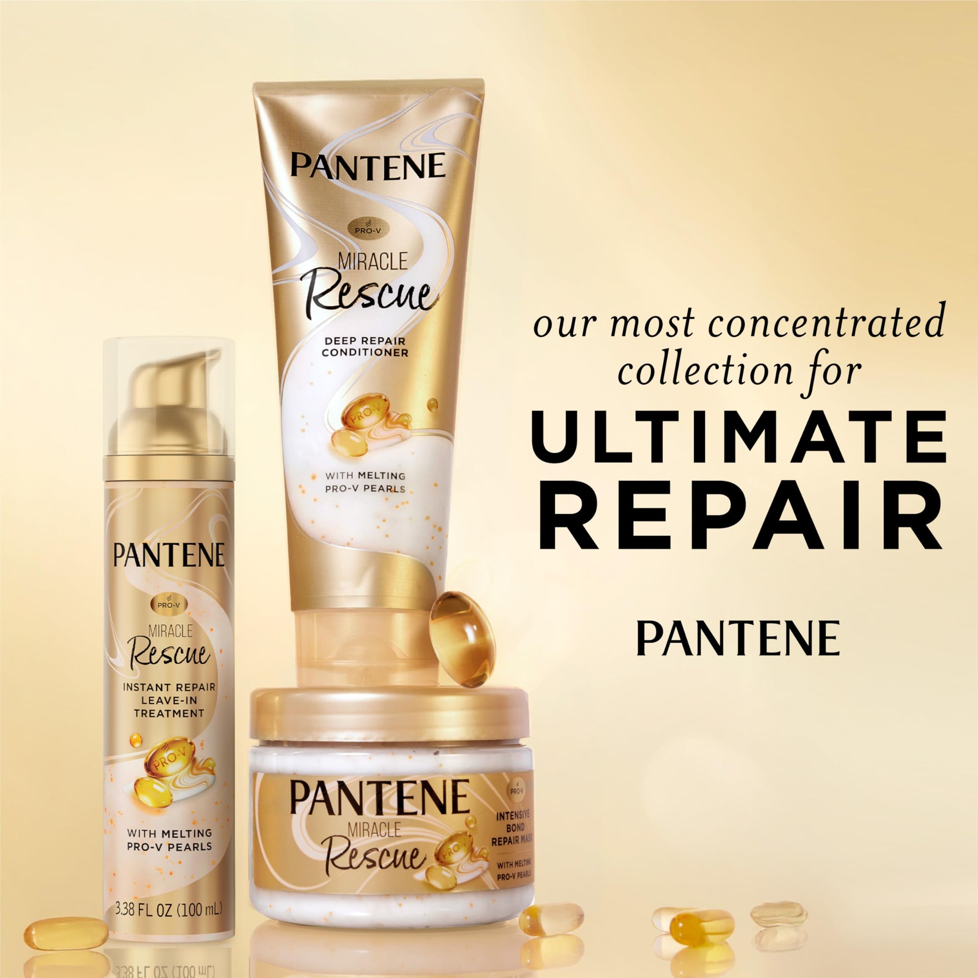 Pantene Miracle Rescue styling treatment bottle isolated on a bright backdrop