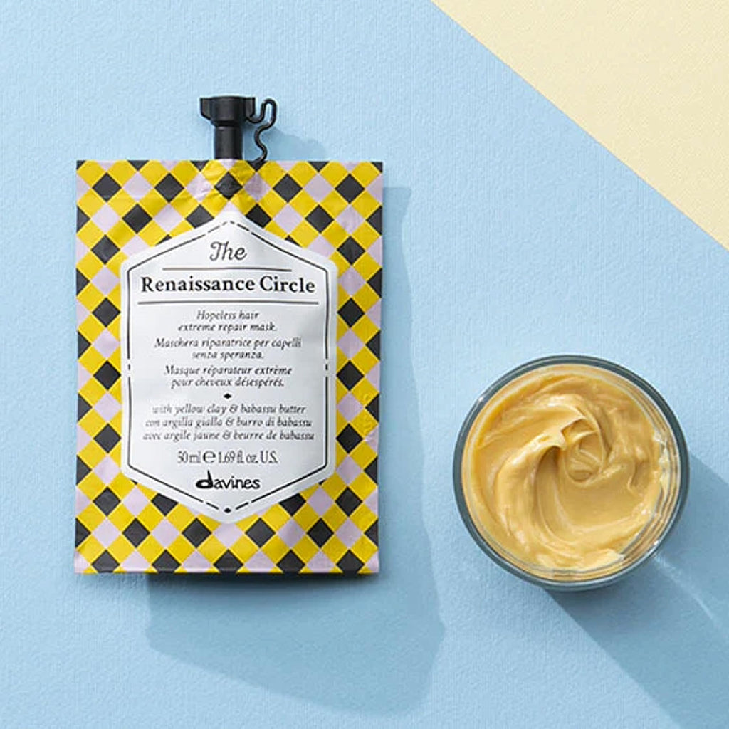 Davines The Renaissance Circle hair mask texture and rich cream swatch