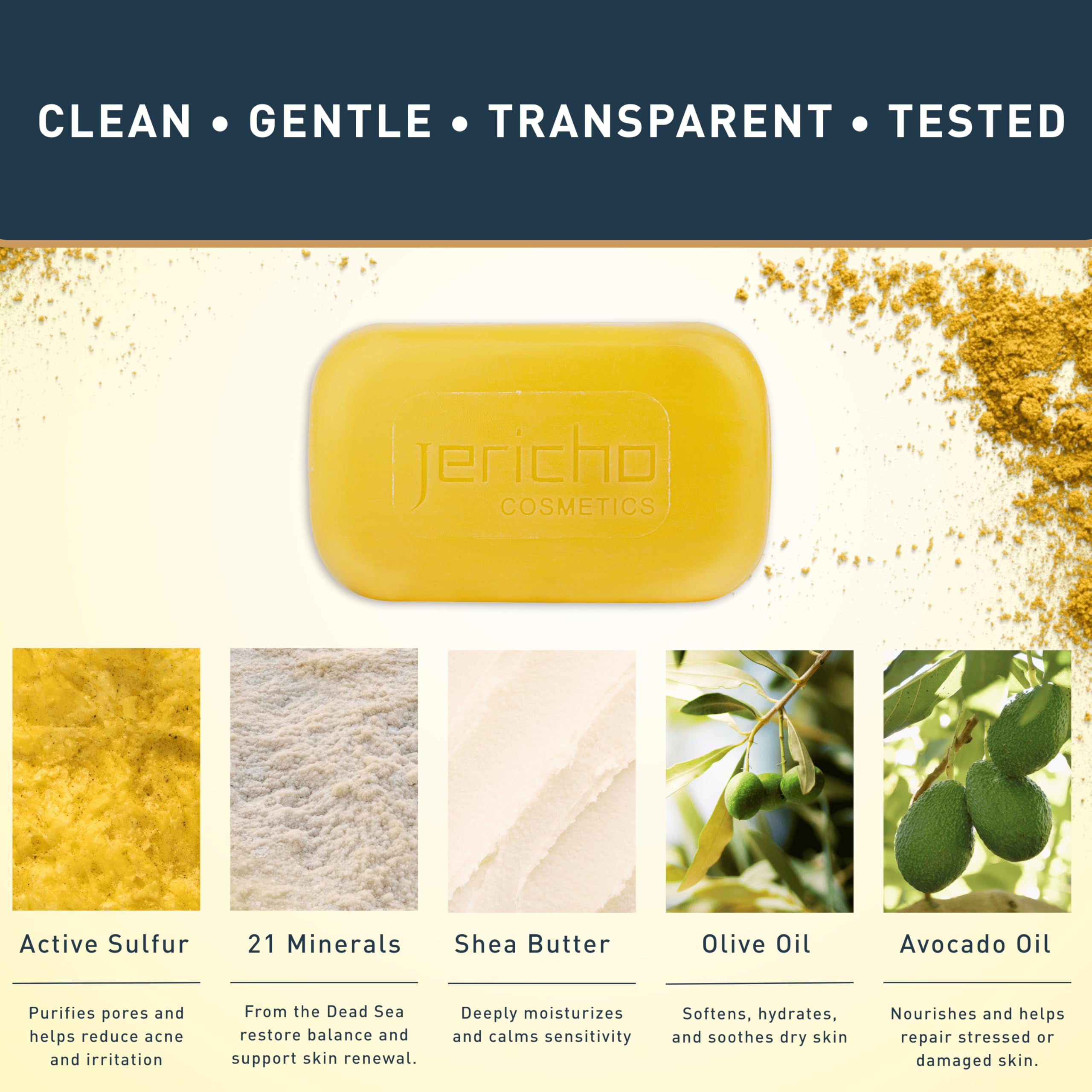Jericho premium Dead Sea minerals active sulfur bar close up