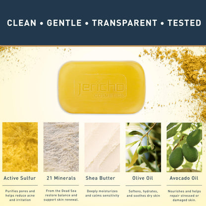 Jericho premium Dead Sea minerals active sulfur bar close up