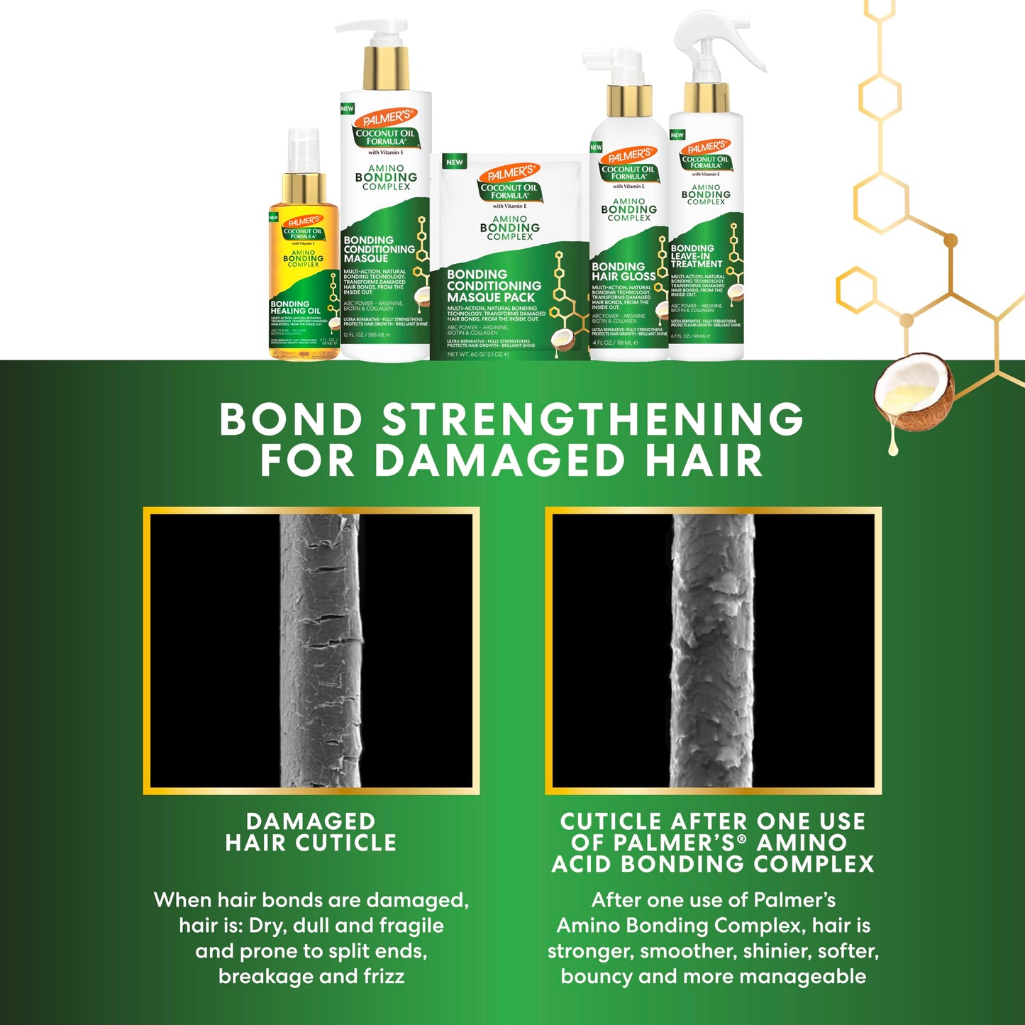 Palmer's amino bonding complex benefits graphic