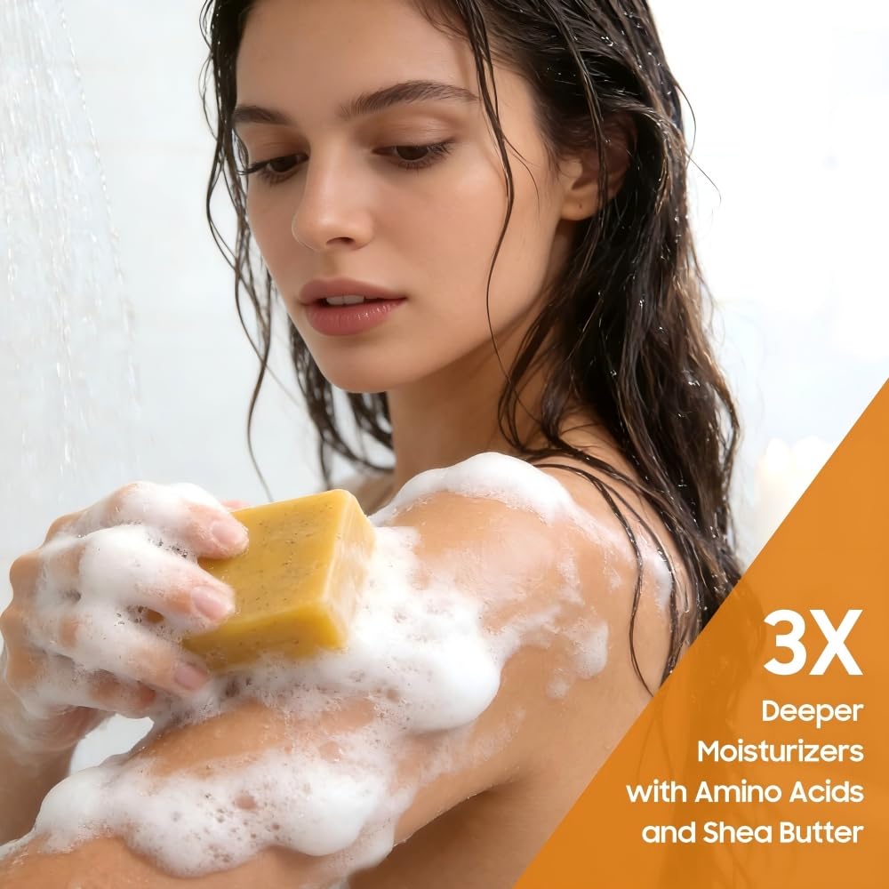 Back label of Uselective Turmeric Soap showing kojic acid vitamin c and retinol ingredients list