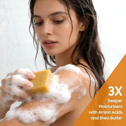 Back label of Uselective Turmeric Soap showing kojic acid vitamin c and retinol ingredients list