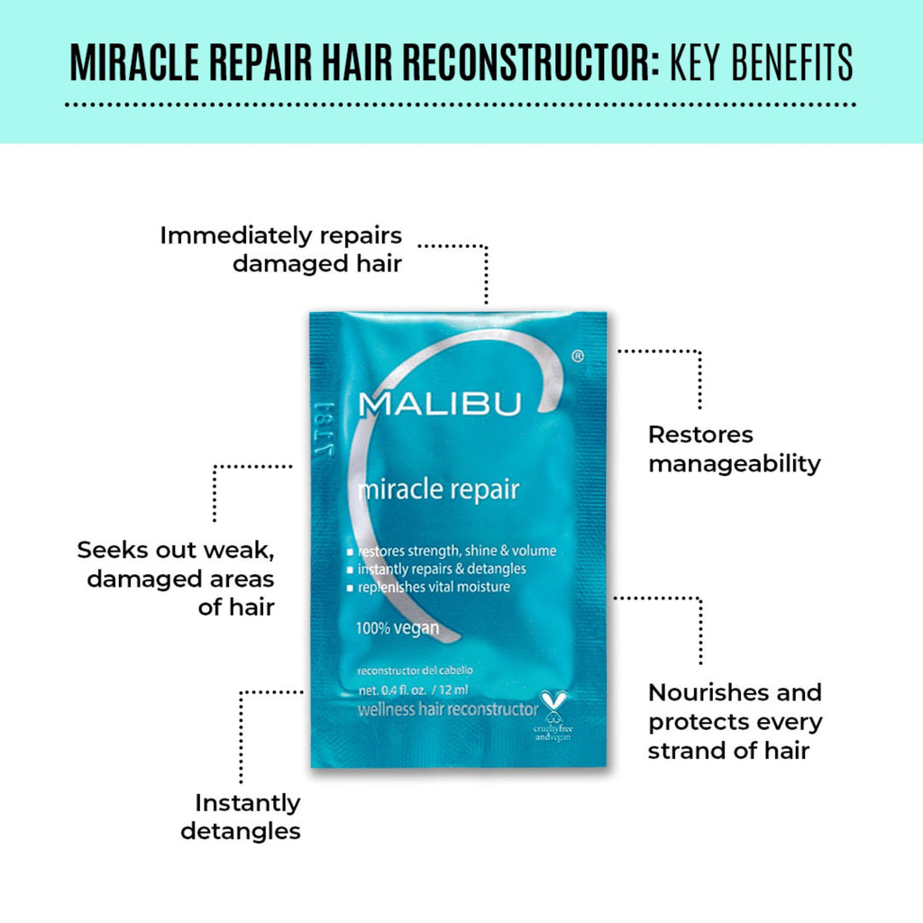 Malibu C deep conditioning packet held in hand