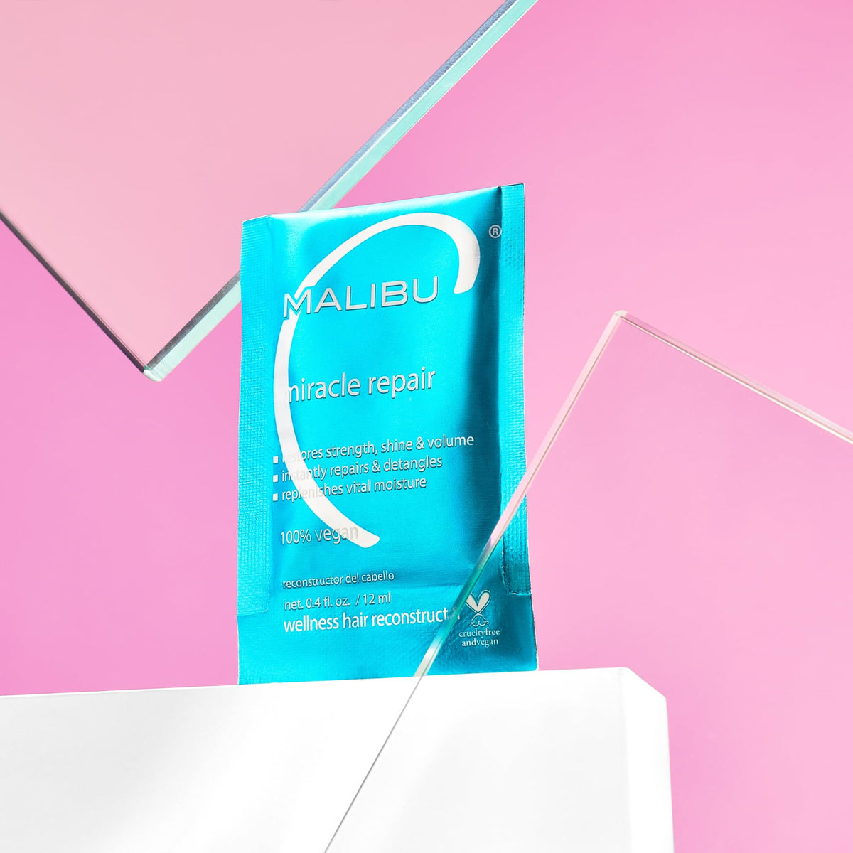 Malibu C packet showing active ingredient highlights