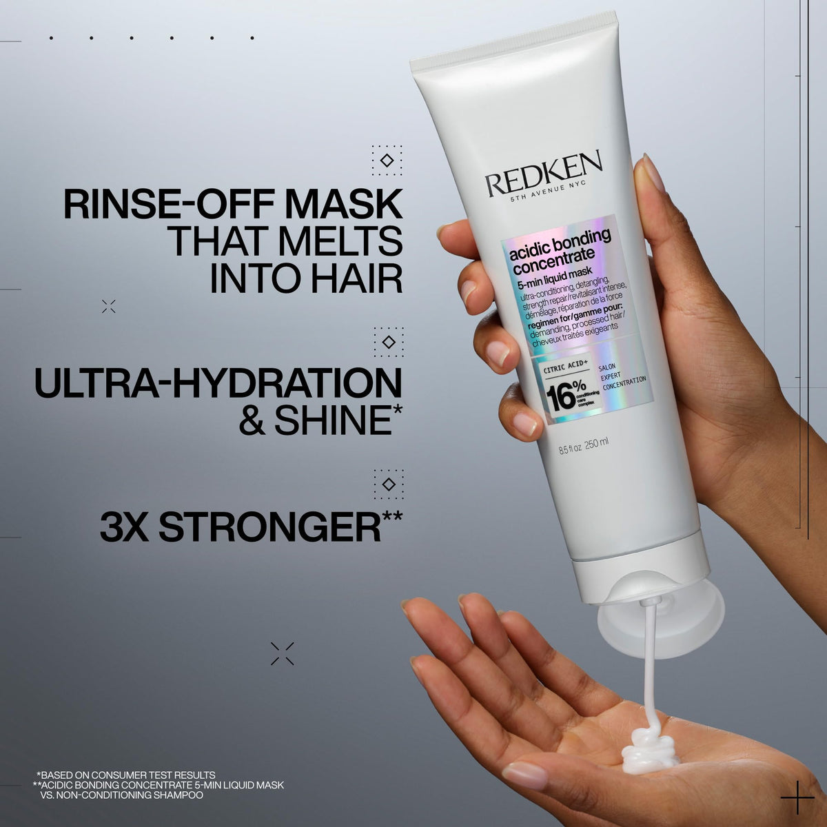 Redken 250 Milliliters liquid mask packaging and bottle layout