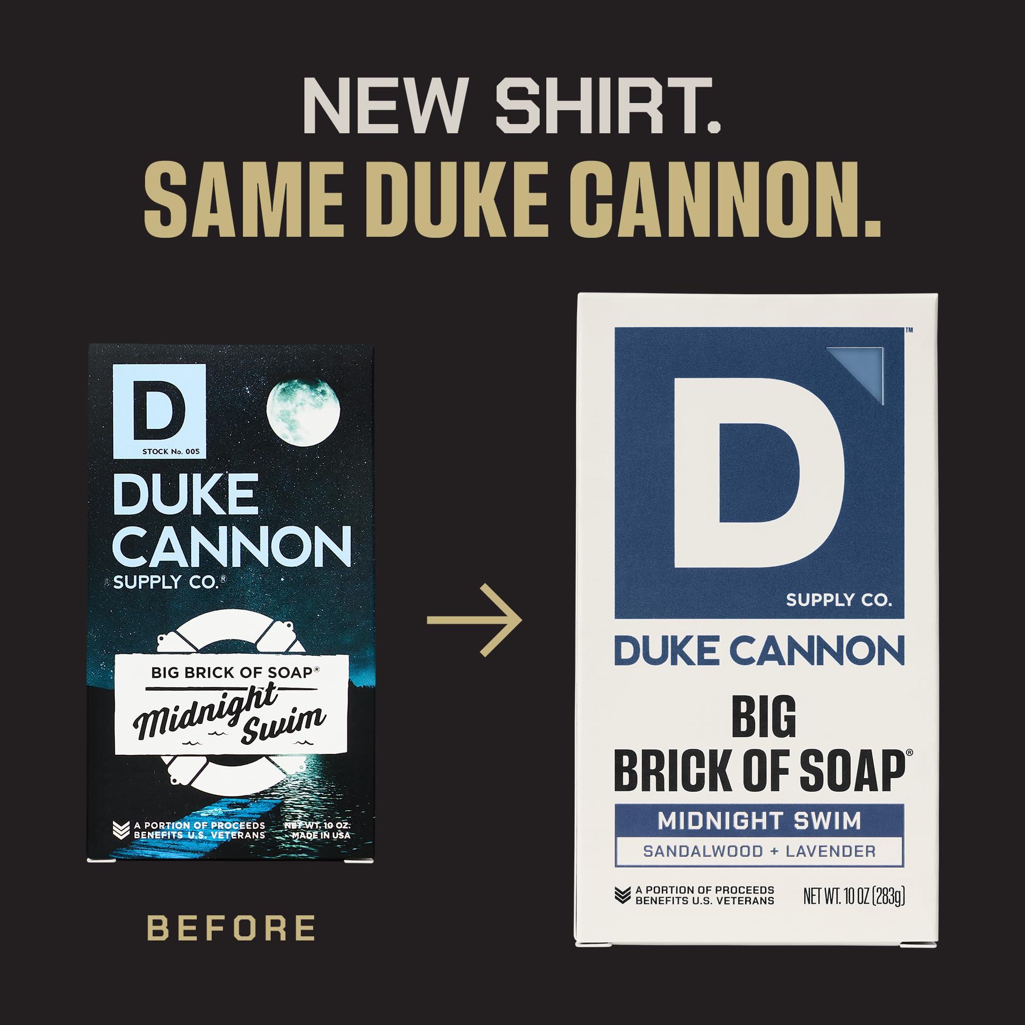 Duke Cannon Sandalwood and Lavender triple milled ten ounce bar soap showcasing its extra large size